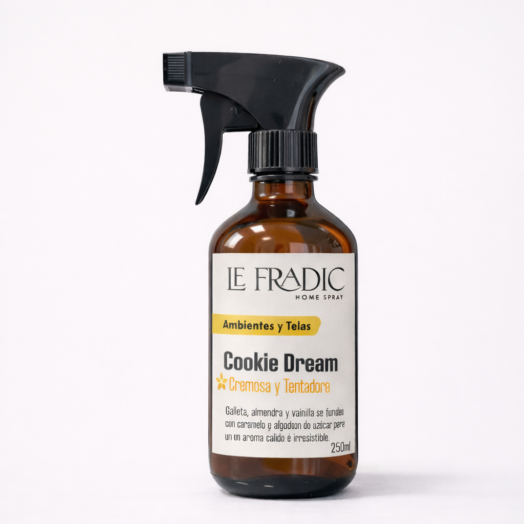 Home Spray Cookie Dream Le Fradic - Fragancia gourmet dulce con aroma a galletas recién horneadas, ideal para negocios, hoteleria, cumpleaños - Aromatizacion premium Chile
