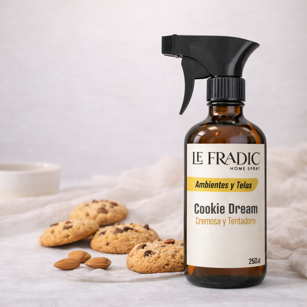Home Spray Cookie Dream Le Fradic - Fragancia gourmet dulce con aroma a galletas recién horneadas, ideal para negocios, hoteleria, cumpleaños. 