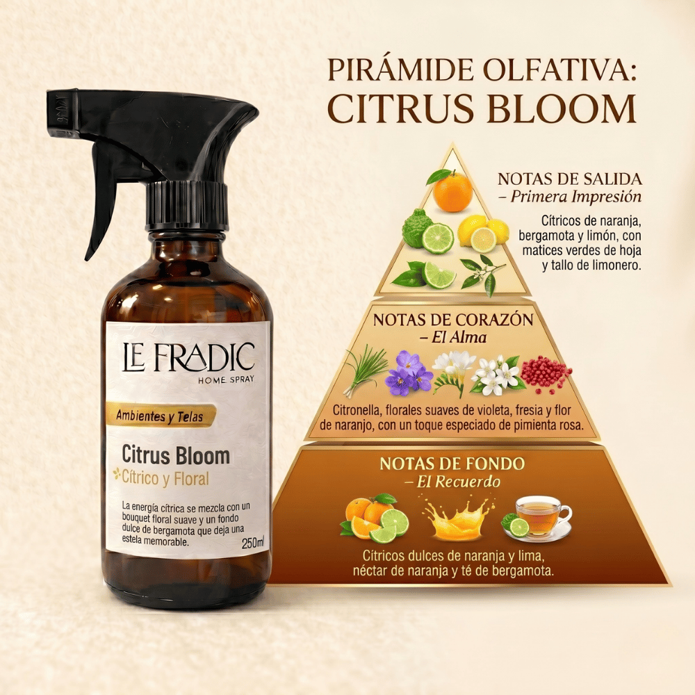 Piramide olfativa de home Spray Citrus Bloom de Le Fradic - Chile