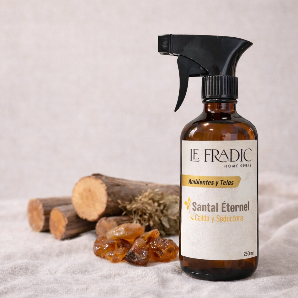 Santal Éternel: "Home Spray Santal Éternel Le Fradic - Fragancia ambiental con notas de Sándalo, maderosa, cálida, aroma premium de alta fijación, muy requerido en hoteles y airbnb